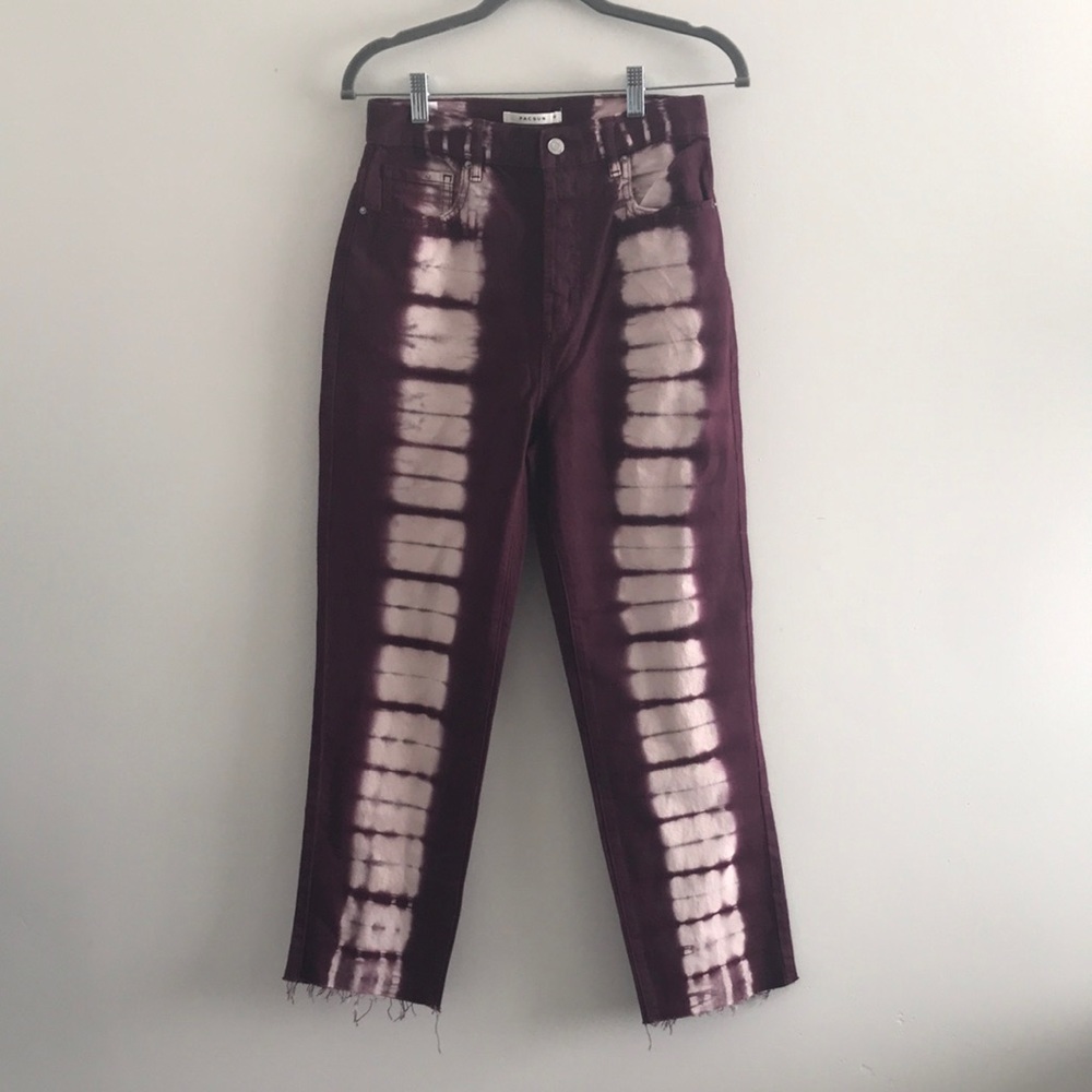 PacSun Women's Size 26 Maroon Tie Dye Straight Leg Denim Jeans